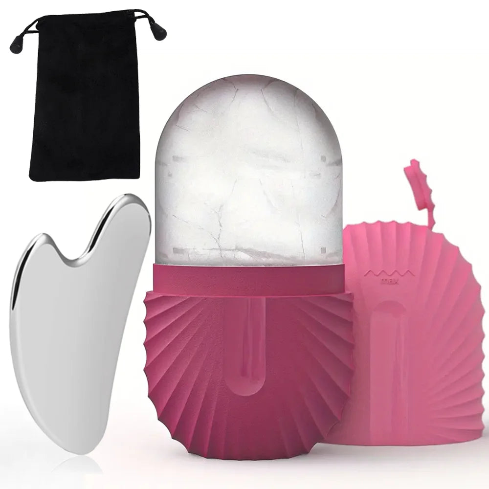 Ice Face Roller Stainless Steel Gua Sha Tool Set Skin Care Beauty Set Face Massage Roller Lifting Contouring Tool Reusable