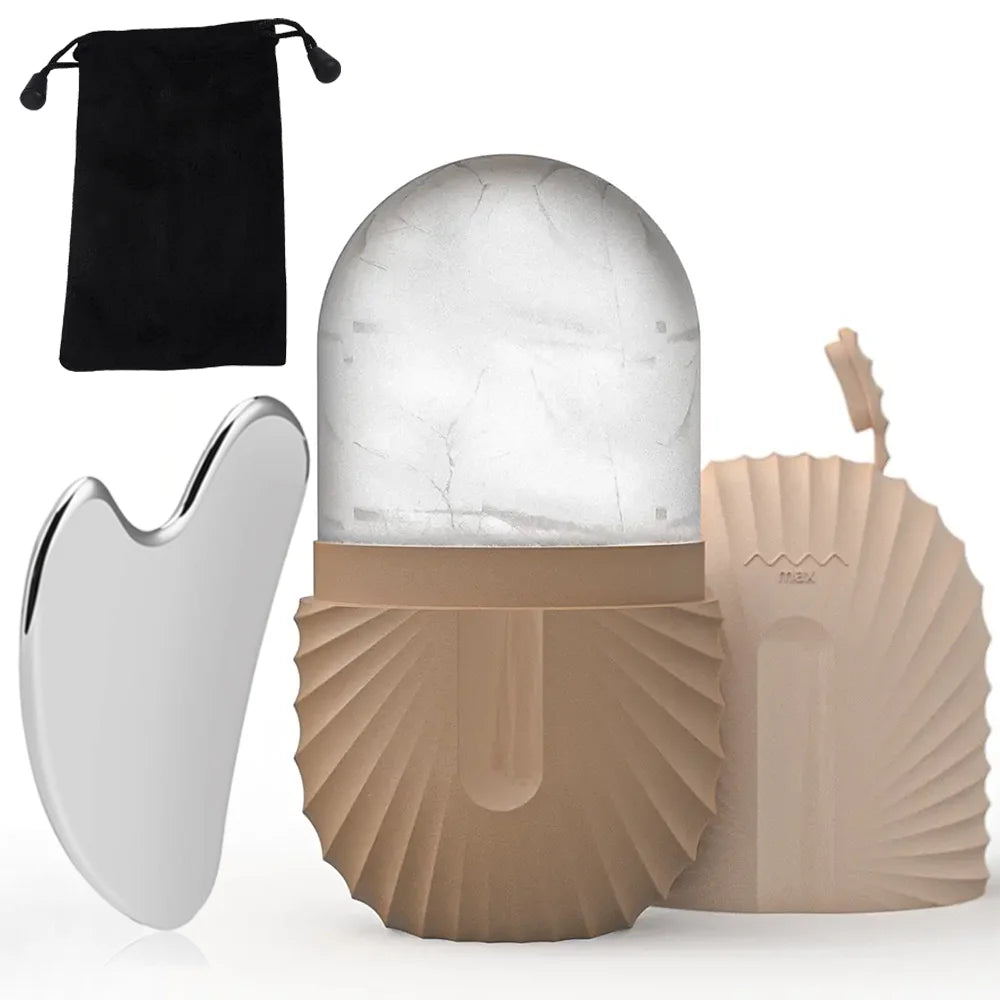 Ice Face Roller Stainless Steel Gua Sha Tool Set Skin Care Beauty Set Face Massage Roller Lifting Contouring Tool Reusable