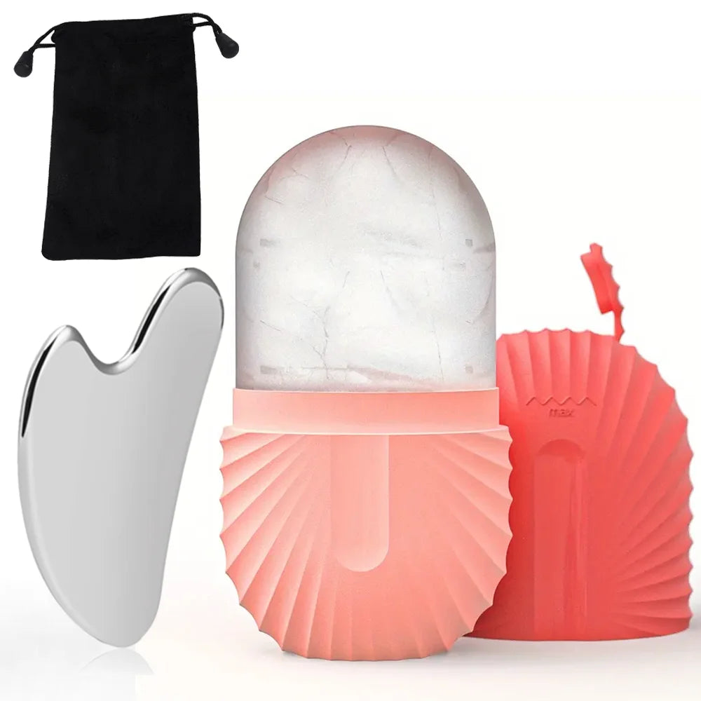 Ice Face Roller Stainless Steel Gua Sha Tool Set Skin Care Beauty Set Face Massage Roller Lifting Contouring Tool Reusable