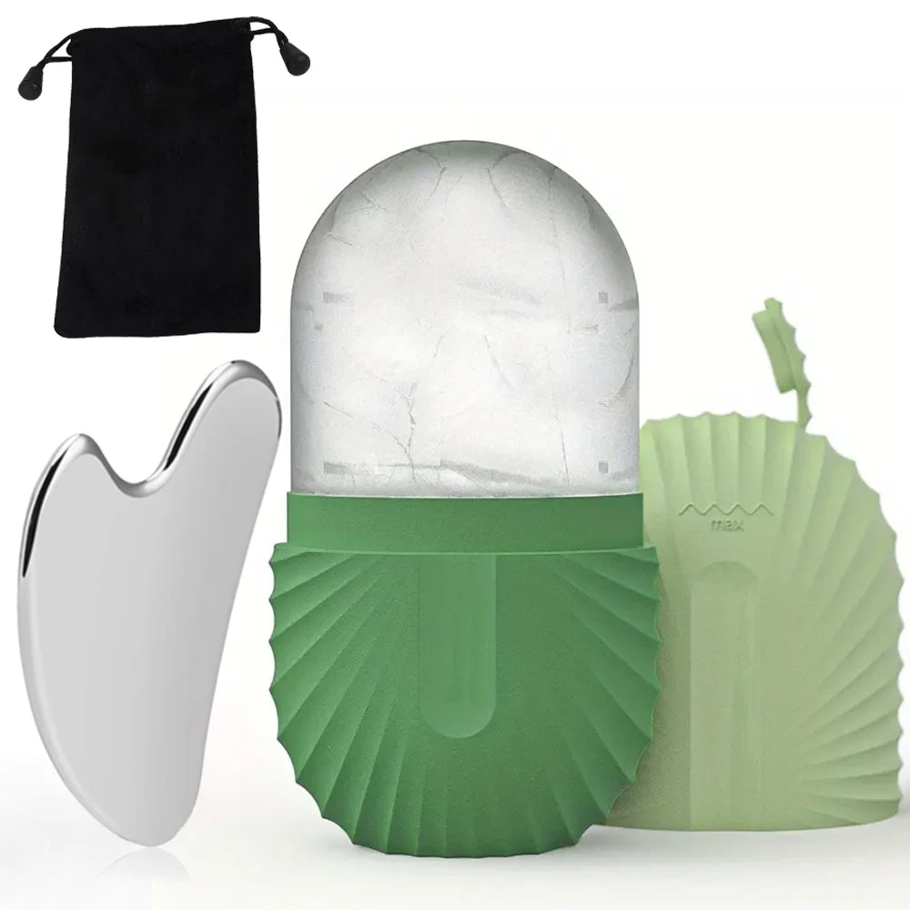 Ice Face Roller Stainless Steel Gua Sha Tool Set Skin Care Beauty Set Face Massage Roller Lifting Contouring Tool Reusable