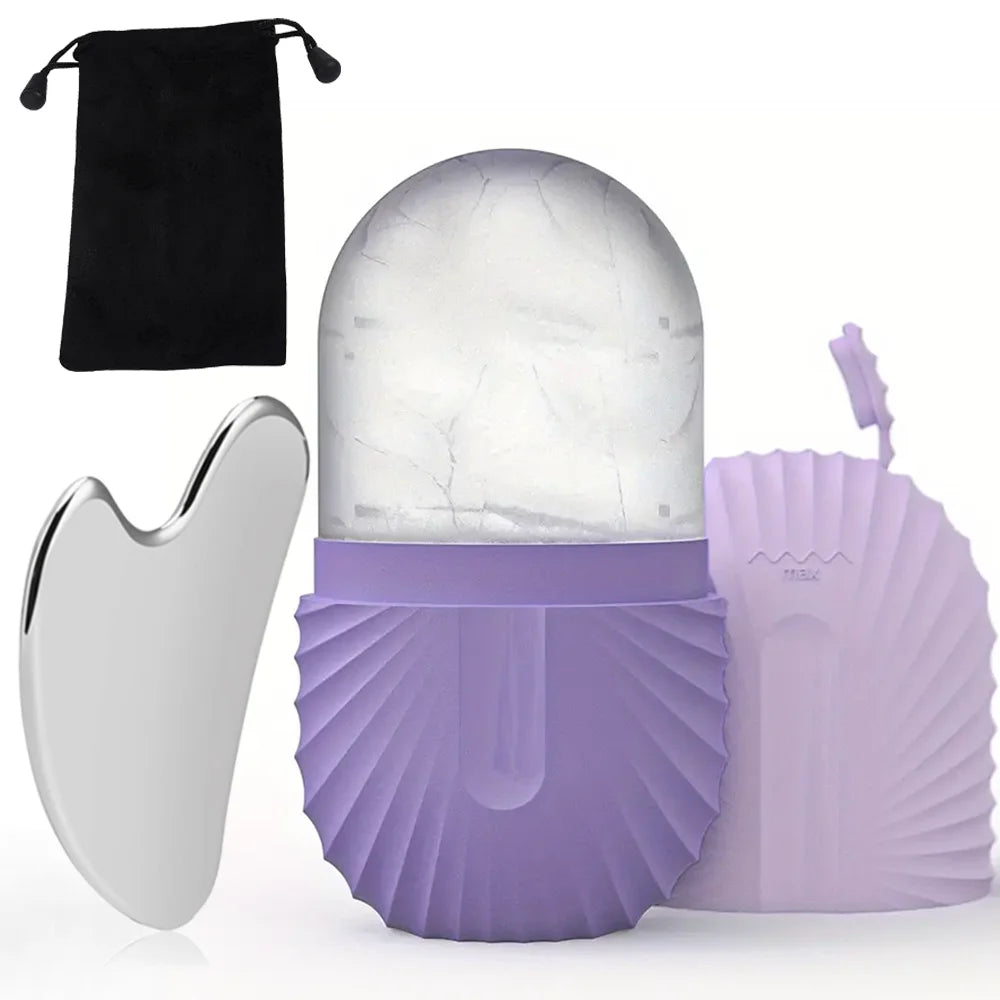 Ice Face Roller Stainless Steel Gua Sha Tool Set Skin Care Beauty Set Face Massage Roller Lifting Contouring Tool Reusable