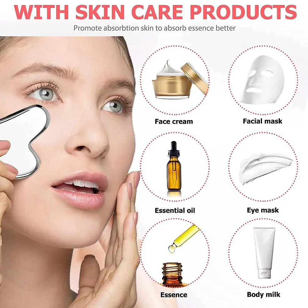 Ice Face Roller Stainless Steel Gua Sha Tool Set Skin Care Beauty Set Face Massage Roller Lifting Contouring Tool Reusable